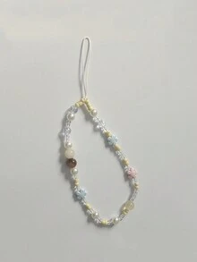 Dây đeo điện thoại trang trí hoa gốm sứ cổ điển, Móc chìa khóa hoa đính hạt kích thước ngẫu nhiên, Mặt dây chuyền túi xách, Hấp dẫn về mặt thẩm mỹ - Hoa Hoa - Xem 5