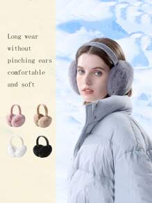 1pc Collapsible Winter Earmuffs, Warm Earmuffs Solid Color Plush Earbags, Men And Women's Antifreeze Riding Earmuffs Ear Cover