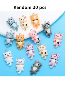10/20 Pcs Kawaii Resina Charms Gato Animal Para Mulheres Feito À Mão DIY Fazendo Brincos Colar Pingentes Festa Jóias Descobertas 29*15mm