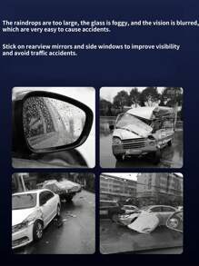4片装汽车防雨透明膜 后视镜镜头保护嘴 防水膜 车贴配件 防眩光 防雨 防雾玻璃窗 雨天膜 疏水贴纸 后视镜雨刷 - 彩色 - 查看 4