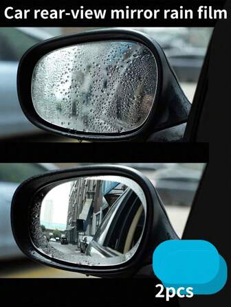 4 Pieces Of Car Rainproof Transparent Film, Rearview Mirror Lens Protection Nozzle, Waterproof Film, Car Sticker Accessories, Anti Glare, Anti Rain, Anti Fog Glass Windows, Rainy Day Film, Hydrophobic Sticker, Rearview Mirror Wiper