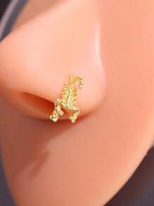 1pc Fashionable Vintage Luxury Zirconia Moon Shape Nose Stud Jewelry For Women