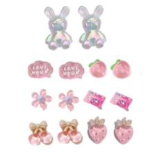 14 Stück DIY Hase - Niedliche rosa Wolken, Erdbeeren und austauschbare abnehmbare Schuhclips Schuhanhänger Set