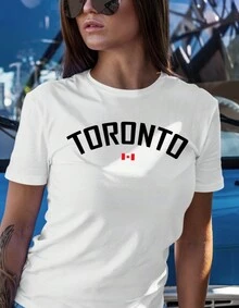 Women's Printed T-Shirt Toronto Blouse 100% Cotton Fashion Shirt - 白色 - 查看 2
