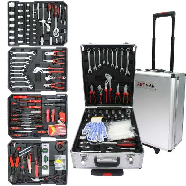 899pcs Artman Tool Set Tool Set Mechanics Kit, General Household Hand Tool Set For Home, Rolling Tool Box With Wheels - Perfect For Craftsman, Diyer, Handyman