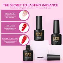 peacecolor 38 件装聚氨酯指甲油套装，带防滑液 UV 指甲灯 7ML 底漆和哑光亮面漆，美甲工具，快速成型模具和透明假指甲固定夹，指甲装饰闪光，适用于白色、粉色、棕色、透明橙色聚氨酯延长凝胶套装，适合女性女孩 DIY 美甲凝胶礼物 - 彩色 - 查看 5