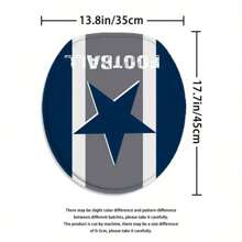 4 件套德克萨斯之星浴帘套装、美式运动足球浴室浴帘、浴室垫、马桶盖垫、防滑 U 型垫、运动员锦标赛浴室装饰套装、家居装饰配件、12 个 C 型浴帘挂钩、防水秋季装饰浴室配件返校 - 藍色 - 查看 7