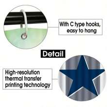 4 件套德克萨斯之星浴帘套装、美式运动足球浴室浴帘、浴室垫、马桶盖垫、防滑 U 型垫、运动员锦标赛浴室装饰套装、家居装饰配件、12 个 C 型浴帘挂钩、防水秋季装饰浴室配件返校 - 藍色 - 查看 10