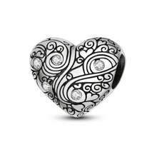 1 件银色浪漫爱情系列心形皇冠玫瑰婚纱串珠吊饰原创手链项链手镯钥匙扣周年纪念情人节送给爱人女孩