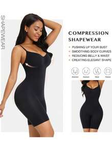 2pcs Women Seamless Shapewear Set - Camisole Jumpsuit Waist Trainer & Shorts, Tummy Control, Butt Lifting