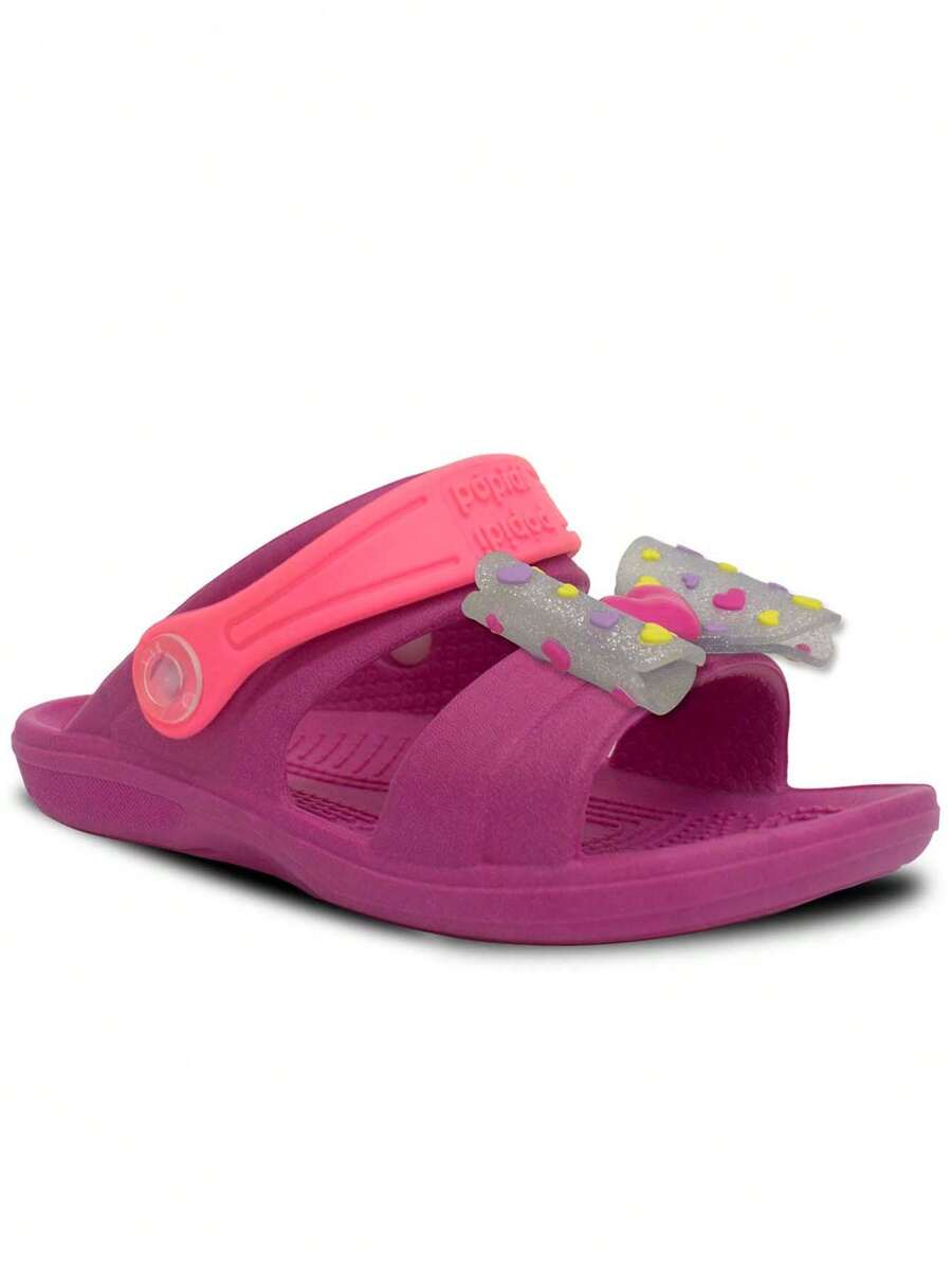 Pópidí Children's Sandal Papete No. 21 To 32 Girls' Babouche Bow Light Soft Non-Slip 15.16 - Màu Hồng Tươi - Xem 1