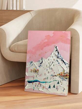 1PC Character Skiing Oil Painting Wall Decoration Snowy Mountain Painting Wall Decoration Picture Printed Wall Art For Living Room Bedroom Bathroom Kids Room Dining Room Garage Studio Kitchen Bar Home Decor Waterproof Canvas Canvas Painting Unframed