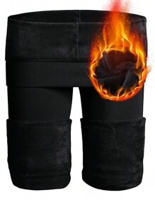 1件装女士冬季保暖加厚紧身裤，舒适保暖 - 黑色 - 查看 8