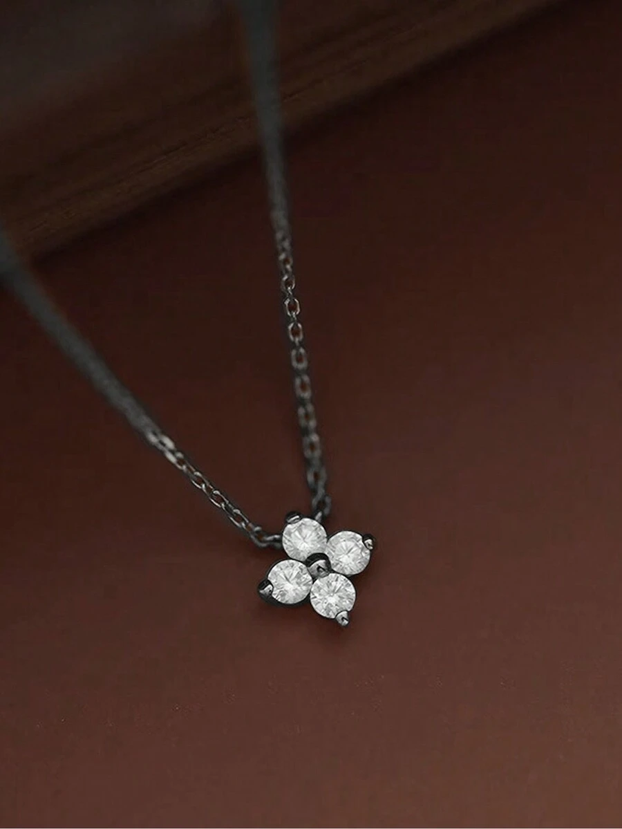 1 件简约优雅的时尚珠宝，单颗四叶花吊坠项链，适合女士日常佩戴，圣诞节、感恩节、情人节的优雅节日礼物 - 單顆四葉花-白金 - 查看 1