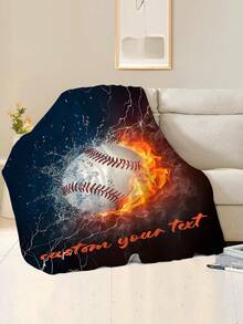 1 件定制足球印花法兰绒毛毯 - 个性化、柔软、温暖，适合沙发、床、旅行、露营、客厅、办公室 - 可机洗，四季舒适 - 款式6 - 查看 2