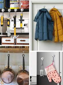 2 móc nam châm xoay nặng, móc nam châm đất hiếm Neodymium mạnh, móc nam châm bạc mạnh cho tủ lạnh, hộp đựng đồ nghề, ngoài trời, đồ dùng thiết yếu khi đi du ngoạn, phụ kiện tủ đựng đồ - Bạc - Xem 5