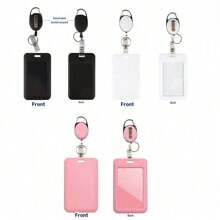 1pc Simple Solid Color Lanyard Id Card Holder , For Work Id Card Dual-Sided Work Badge Holder For Id Card, Access Card, Work Card, Name Card Card Cover Storage Case - Multicolor - View 3