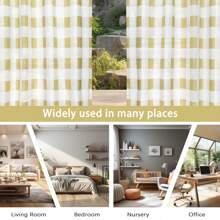 Semi Sheer Buffalo Plaid Check Curtains Rod Pocket Checkered Curtains Farmhouse Window Curtains For Living Room, Bedroom - Taupe - 查看 4