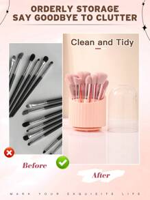 1/9/22/25/48PCS Makeup Tools Set Including:25PCS Makeup Brush Set+3PCS Makeup Sponges+3PCS Mini Makeup Sponges+6PCS Triangle Powder Puffs+6PCS Mini Air Cushion Powder Puffs+1pc Hairband+2PCS Hand Bowl Strap+1pc Makeup Brush Cleaning Tools+1pc Storage Bucket - 淺粉色 - 查看 3