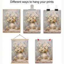 Set di 1 stampa su tela di un quadro botanico di fiori primaverili vintage senza cornice, in stile rustico, floreale malinconico, decorazione in stile di fattoria, dipinto vintage per camera da letto, dormitorio, appartamento, soggiorno, decorazione per casa moderna minimalista