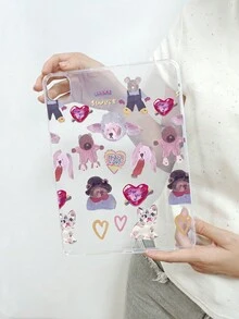 狗卡通油画风格可爱动物猫和熊透明保护壳兼容 iPad Pro 11 英寸、iPad Air2、iPad Air 5th Gen 2022 和其他 iPad 型号 - 彩色 - 查看 20