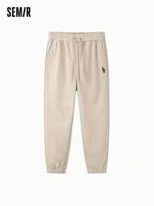 SEMIR 男式灯芯绒慢跑裤冬季宽松版型，纹理，松紧腰 - 卡其色 - 查看 4