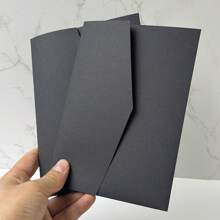 25pcs Tri-Fold Pocket Wedding Invitation Cards With Envelopes, Simple Invitation Cards For Engagement, Quinceanera, Christening, DIY Invitations, 5*7 Inch Invitations, Pocket Invitations, Customized Invitations, Christmas Cards - Black - View 9