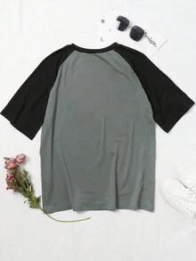 Plus Size Women's Summer Vacation Fashion Versatile Casual Simple Loose Comfortable Y2K Street Star Print Contrast Color Stitching Raglan Sleeves Short Sleeves Round Neck Knitted T-Shirt Graduation