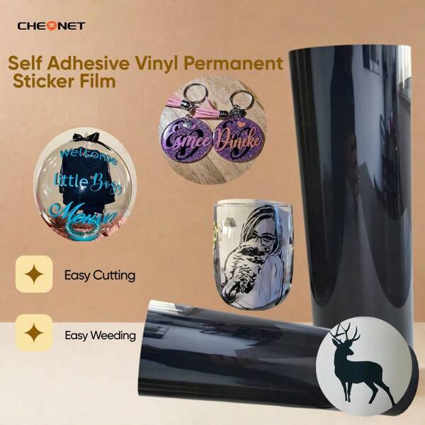 Permanente Vinyl Rolle - 30cm x 102cm, UV- und Wasser-beständig, perfekt für Innen-/Außen-DIY-Projekte, kompatibel mit allen Maschinen