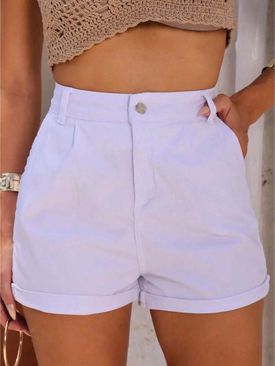 Manon Store Women's Black/Sand/White/Nude High Waist Tailored Twill Shorts - 白色 - 查看 1