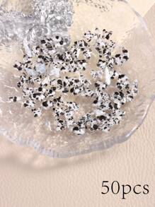 10/20/50 件秋冬鹌鹑蛋壳平底形钻石亚克力黑白豹纹指甲钻混合形状指甲装饰 - 彩色 - 查看 10