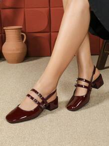 Zapatos de tacón alto elegantes para mujer, sandalias con estilo, sandalias casuales con correa trasera y punta cerrada, sandalias slingback elegantes, sandalias para uso laboral, bailarinas estilo Mary Jane, sandalias caladas, zapatos slingback casuales de moda