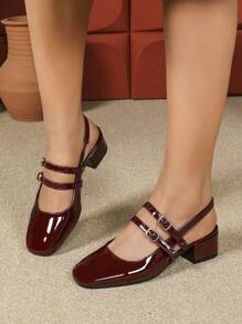 Zapatos de tacón alto elegantes para mujer, sandalias con estilo, sandalias casuales con correa trasera y punta cerrada, sandalias slingback elegantes, sandalias para uso laboral, bailarinas estilo Mary Jane, sandalias caladas, zapatos slingback casuales de moda