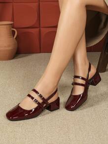 Zapatos de tacón alto elegantes para mujer, sandalias con estilo, sandalias casuales con correa trasera y punta cerrada, sandalias slingback elegantes, sandalias para uso laboral, bailarinas estilo Mary Jane, sandalias caladas, zapatos slingback casuales de moda