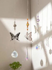 1 chiếc đồ trang trí treo tường pha lê nhân tạo, tấm sắt hình con bướm trang trí, dùng cho mặt dây chuyền đón nắng trong nhà và ngoài trời, quà tặng lễ hội - nhiều màu - Xem 1