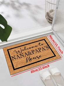 1 peça 'Fundo marrom, girassol na metade direita, cercado por letras' capacho, tapete interno, tapete, capacho criativo, tapete temático de entrada, decoração para casa, tapete antiderrapante, acessórios para quarto, adereços para fotos, decoração externa, tapete, tapete de área, presente