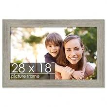 Custompictureframes.Com 28x18 Wide Barnwood Picture Frame UV Acrylic 6 Finishes - Grey Brown White And Black - Grey - View 2