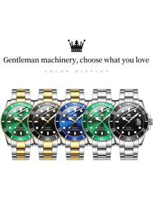 OLEVS. OLEVS Men Watch Automatic Mechanical Watch Luxury Business Dress Self Winding Gold Silver Skeleton Stainless Steel Waterproof Luminous Mens Wrist Watch 6650 - màu xanh lá - Xem 8