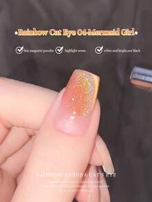 MISS SHAKA 10ml Autumn/Winter Pink Rainbow Holographic Cat Eye Gel Nail Polish, New Summer Fashion White Glass Pearl Nail Polish, DIY Nail Art Home Decor, For Women & Girls Nail Care - 彩色 - 查看 7