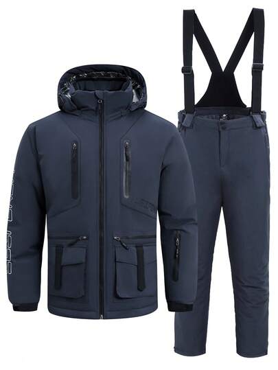 2 pezzi Completo sportivo e da esterno stile boyfriend per uomo, Abbigliamento sportivo e ricreativo professionale stile boyfriend per uomo, Completo da sci stile boyfriend per uomo - Parte superiore e inferiore, Completi da sci HX394-1