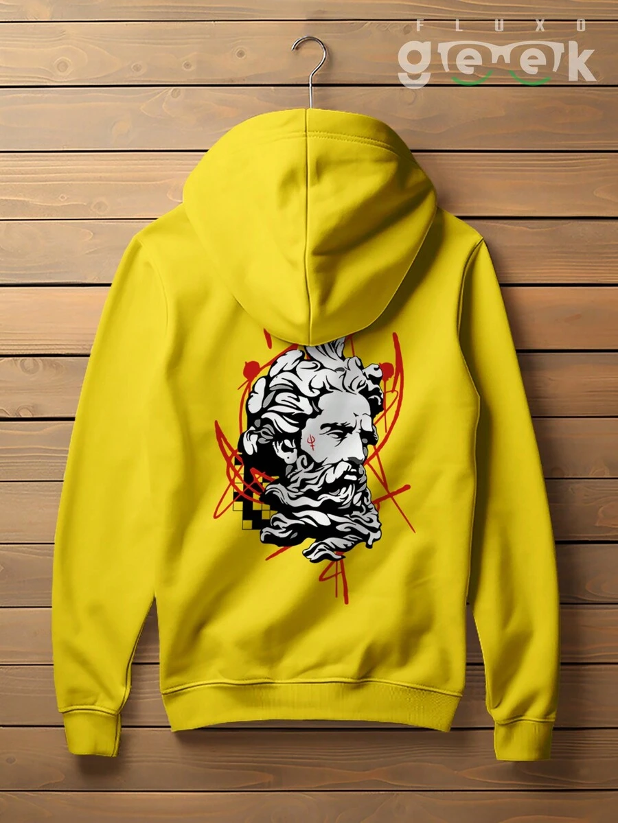 Premium Sweatshirt Blouse Greek Statue Poedom Streetwear Over Print CANGURU 2547 GEEK FLUX - 黃色 - 查看 1