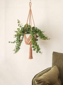 1pc Handmade Rope Tassel Decor Plant Pot Net Pouch, Home Indoor Decoration Plant Hanging Basket - Multicolor - View 11