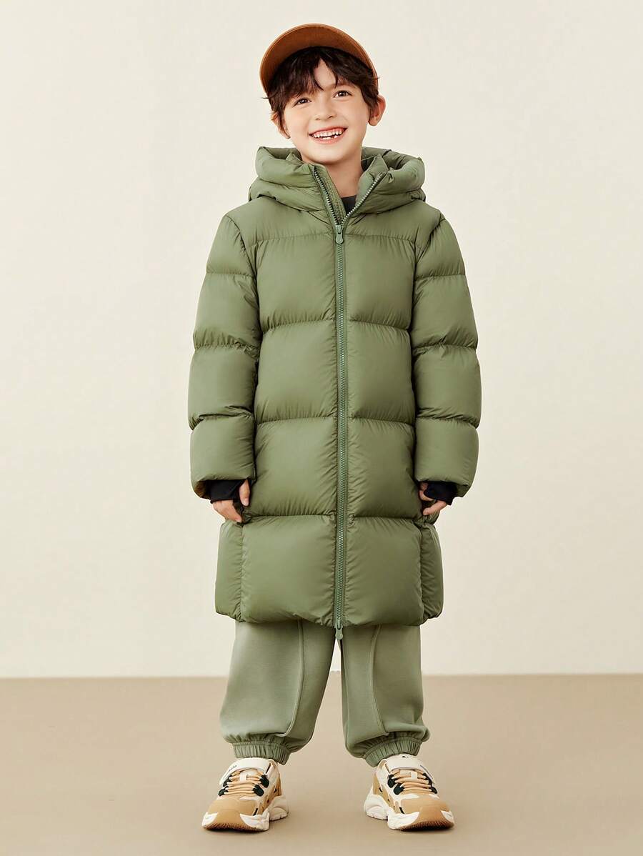 mini bala Heat-Retaining Cold-Proof Long Down Jacket For Boys, Girls, And Families Winter Collection - Army Green - View 1