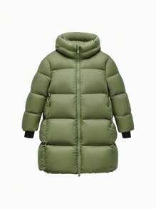 mini bala Heat-Retaining Cold-Proof Long Down Jacket For Boys, Girls, And Families Winter Collection - Army Green - View 4