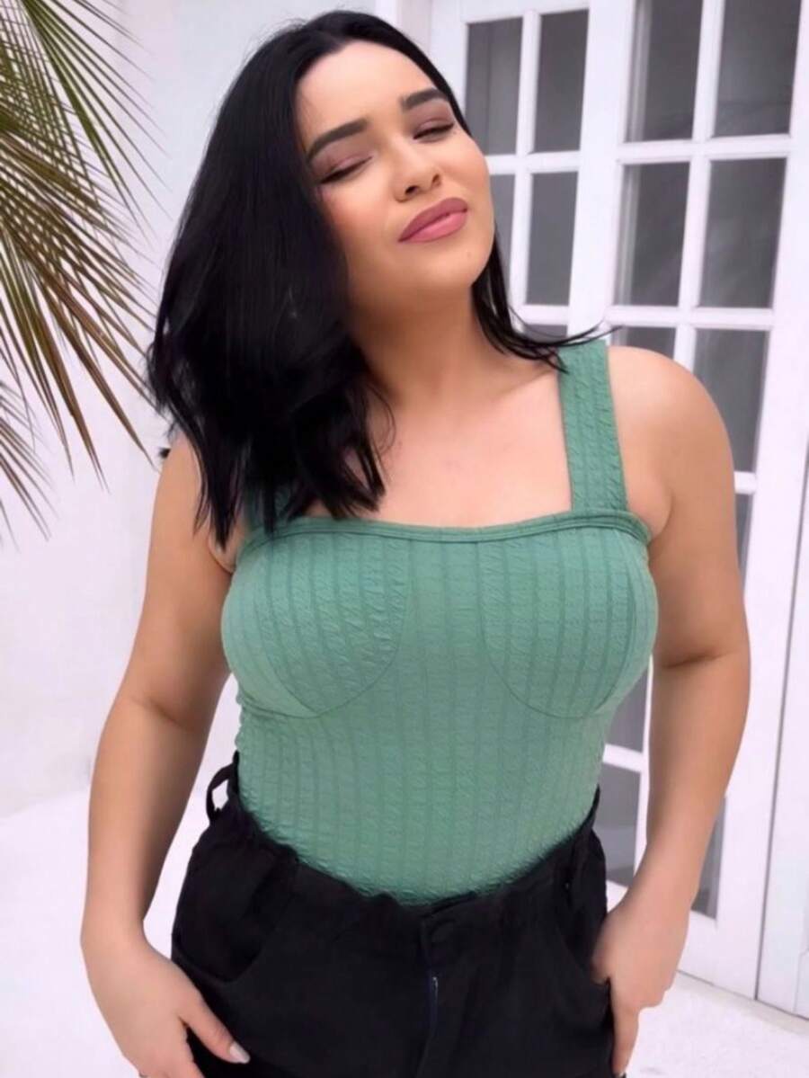 Women's 2-Strap Bodysuit - màu xanh lá - Xem 1