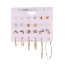 24 件仿珍珠心形耳环女士耳饰套装适合日常使用随机发货黑色或白色情人节卡片