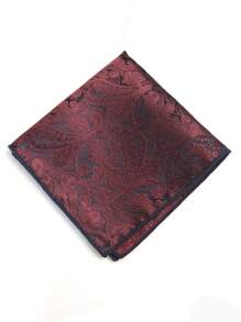 1pc Jacquard Men's Burgundy Handkerchief, Suitable For Suits And Parties