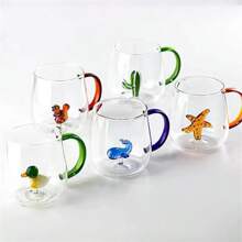 Transparent 3D Cartoon Animal Shaped Heat-Resistant Glass Cup With Handle For Home Use - Multicolor - View 12