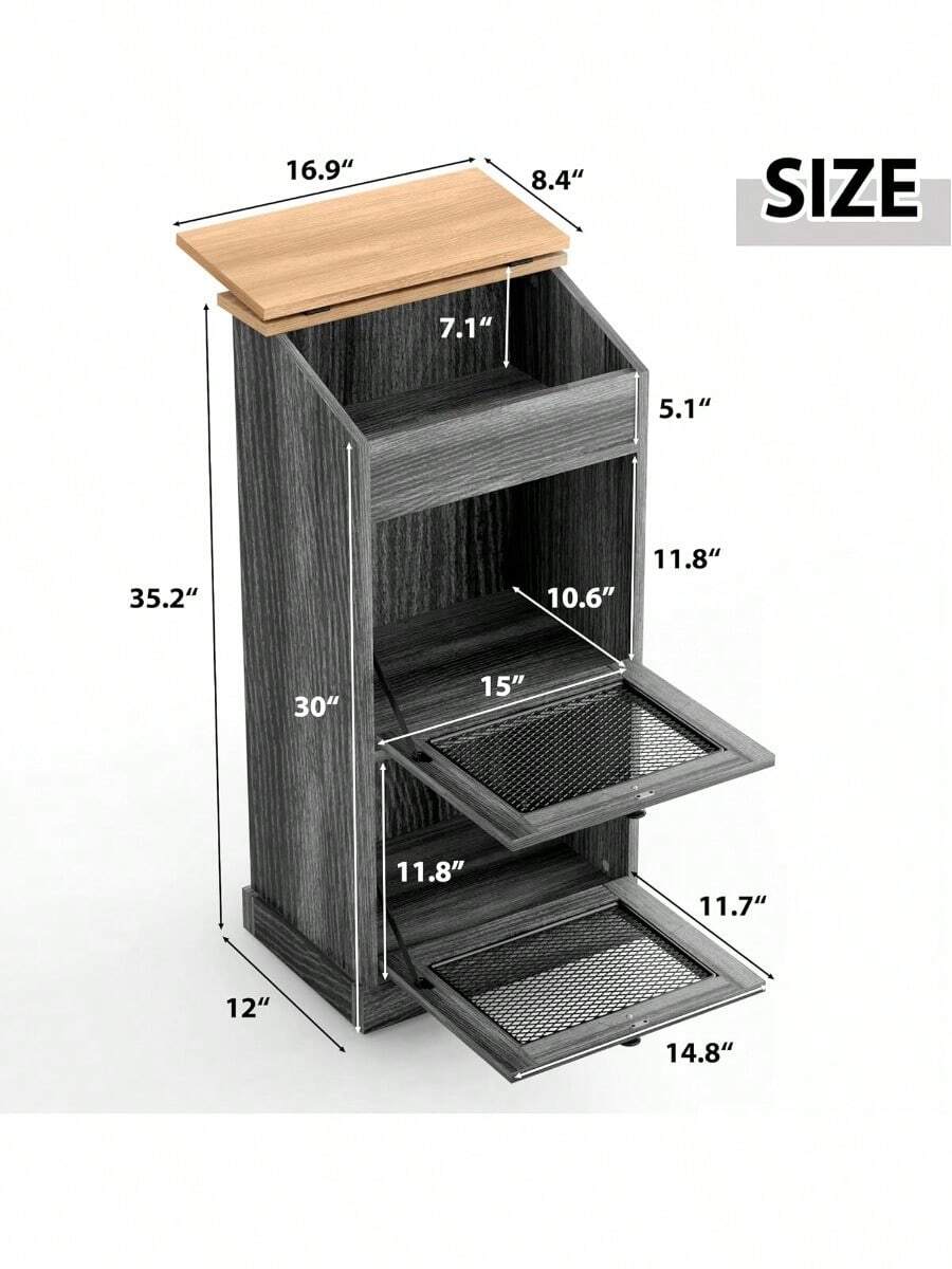 Potato Storage Bins Sets Of 2, Wooden Potato Bin Double Bread Storage