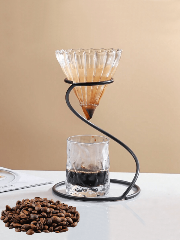 1 Coffee Cup Holder, Glass Funnel Filter Cup Holder, Snake Shaped Filter Cup Holder, Filter Paper, Coffee Utensil Cup Display Rack Back To School